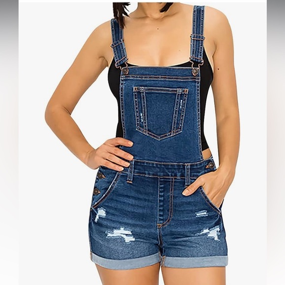 Wax Jean Pants - 🍁 🍂 WAX JEAN Distressed Bib Denim Short